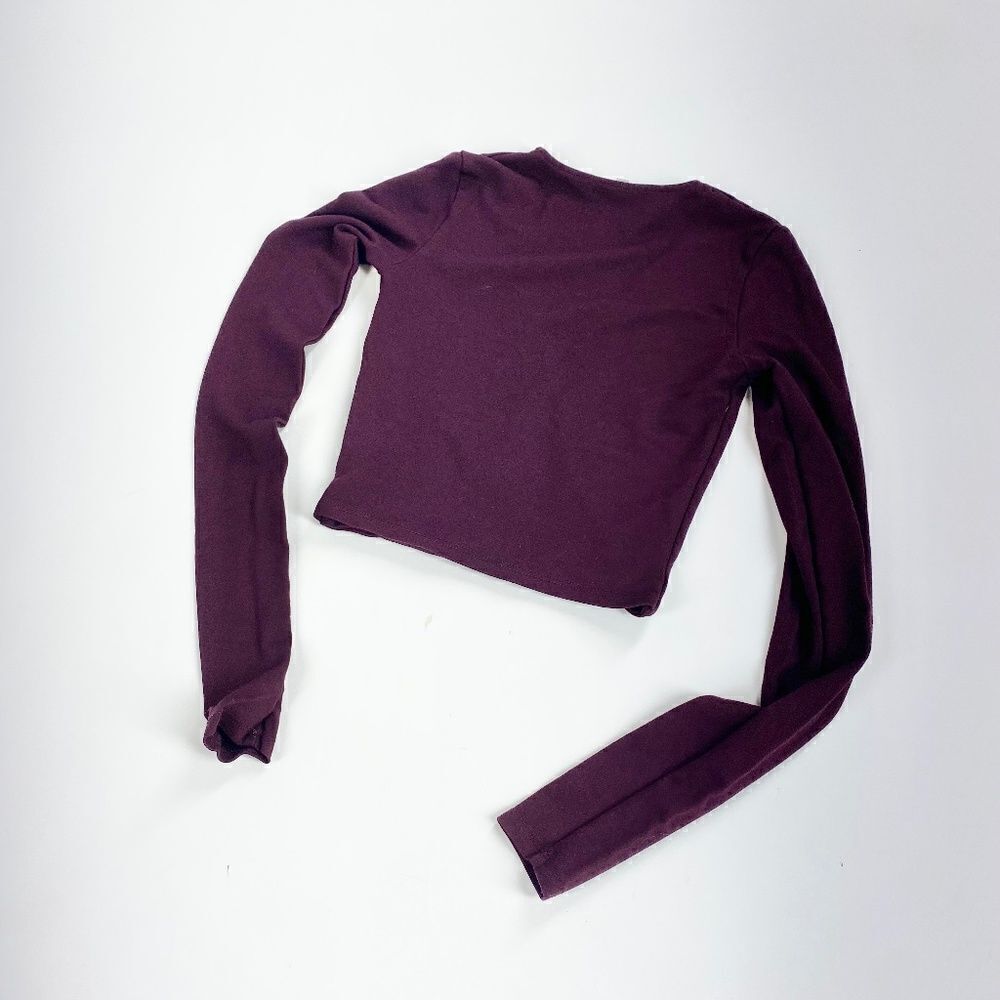 Aritzia Wilfred Free plum wrap long sleeve crop top xxs